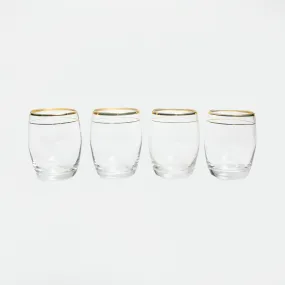 Gold Rimmed Juice Cups - Set of 4