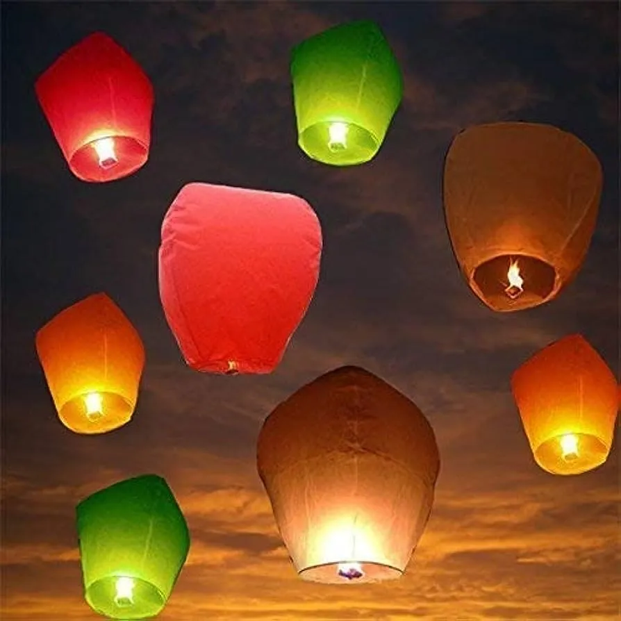 GRAND SHOP Paper Sky Lantern Set of 8 Pcs