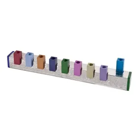 Hanukkah Menorah - Sqaures   Hammer Work - Multicolor