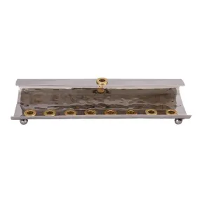 Hanukkah Menorah - Wave - Hammer Work - Brass