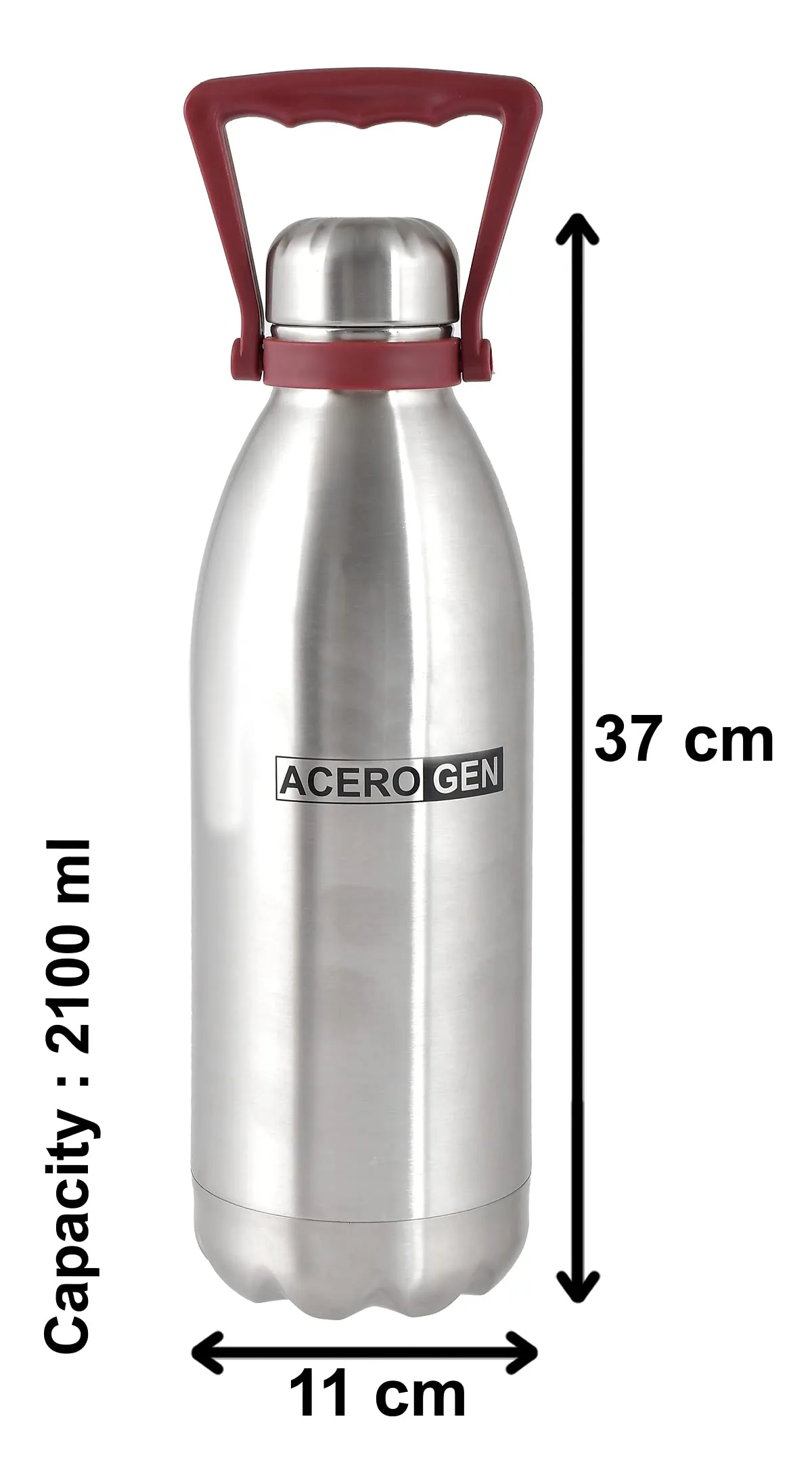 Heart Home Stainless Steel Hot and Cold Vacuum Flask with Carrying Handle & Pouch, 2100ml- Pack of 2 (Silver)-HS42KUBMART25159