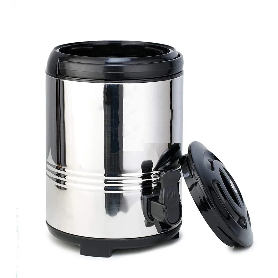 JSI® Stainless Steel Travel Hot and Cold Water Jug, Insulated Thermosteel 5 liters of Capacity, Silver Black I Easy to Carry I Highly Durable Sturdy I Water Dispenser for Office Home Kitchen