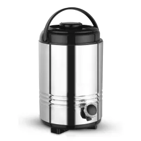 JSI® Stainless Steel Travel Hot and Cold Water Jug, Insulated Thermosteel 5 liters of Capacity, Silver Black I Easy to Carry I Highly Durable Sturdy I Water Dispenser for Office Home Kitchen