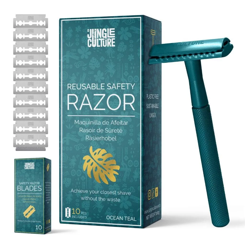 Jungle Culture - Reusable Safety Razor - Eco-friendly - Includes 10x Blades