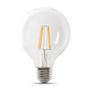 LED Globe Light Bulbs G25 , E26, Filament, Clear, Dimmable, White, G161/2, 2 Pack