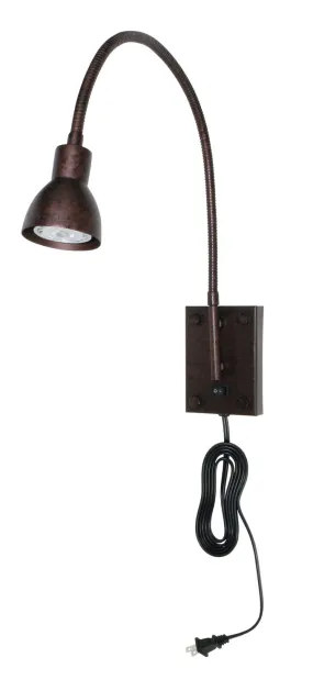 LED Gooseneck 1-Light Wall Lamp in Rust