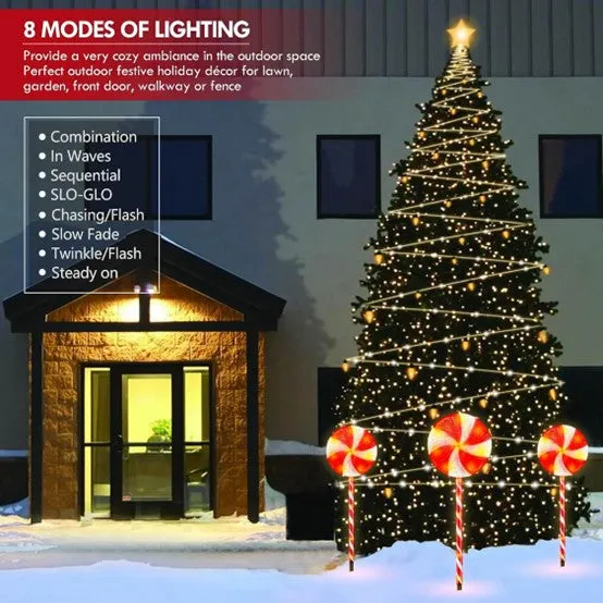 LED Solar Christmas Powered Lollipop Light String #6972