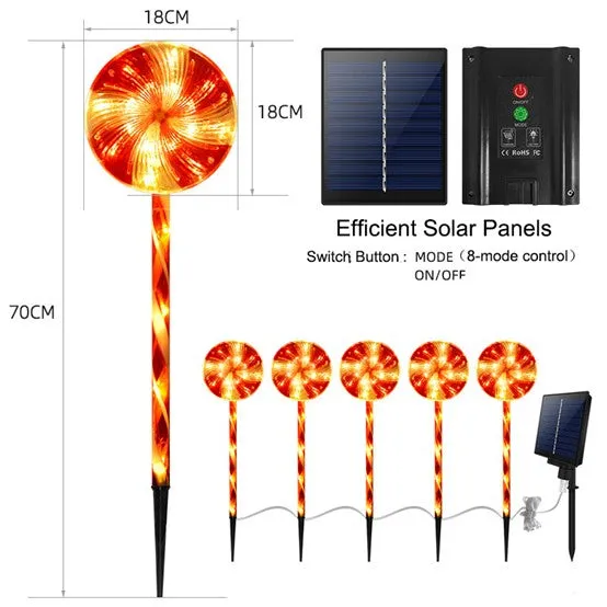 LED Solar Christmas Powered Lollipop Light String #6972