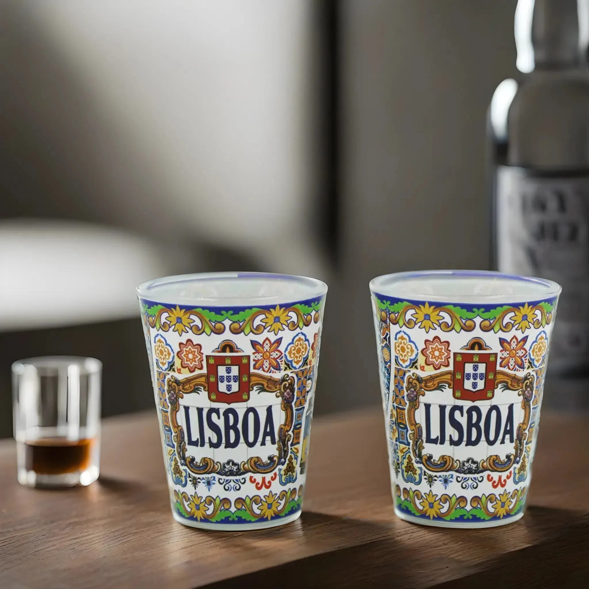 Lisbon Portugal Traditional Icons Shot Glasses, Set of 2