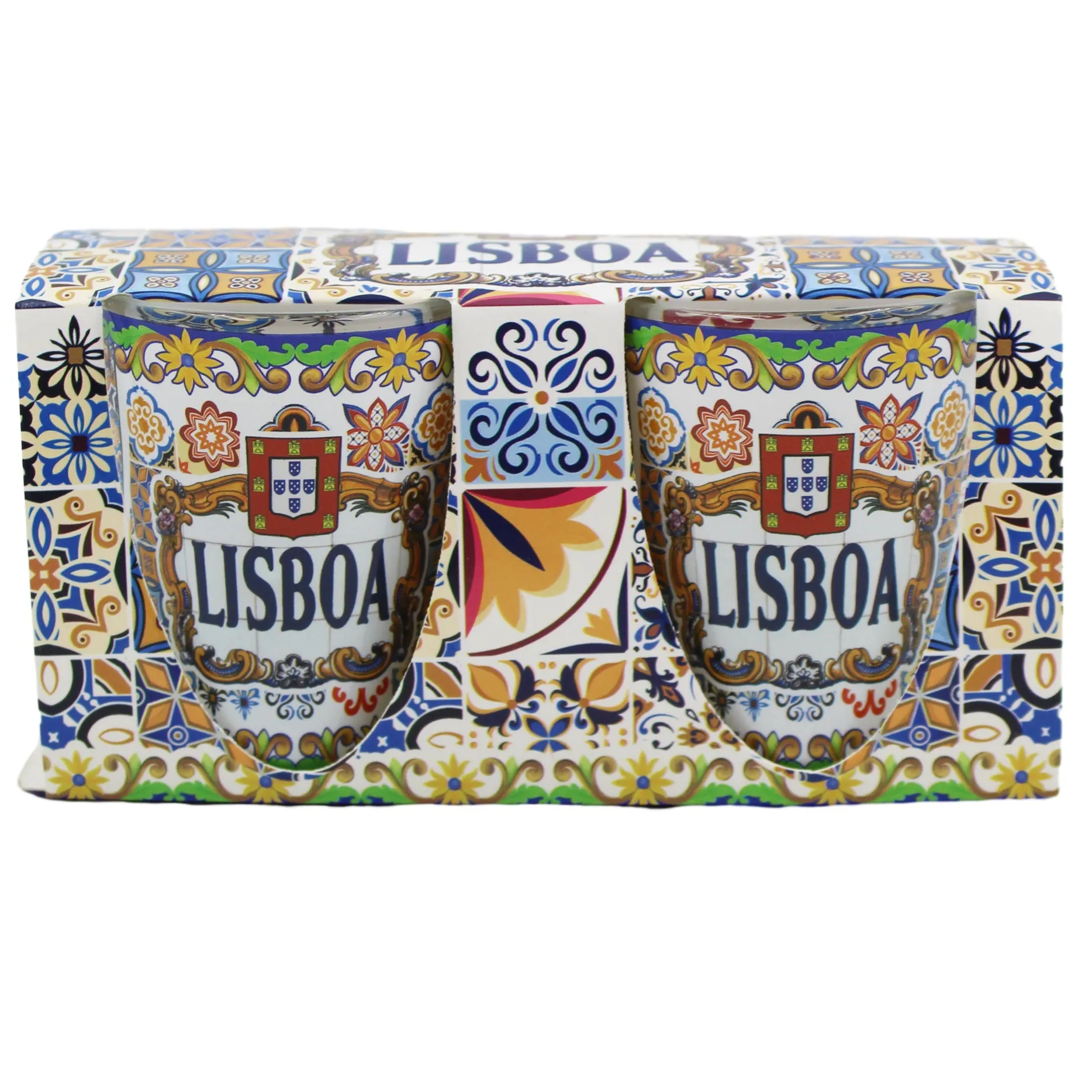 Lisbon Portugal Traditional Icons Shot Glasses, Set of 2