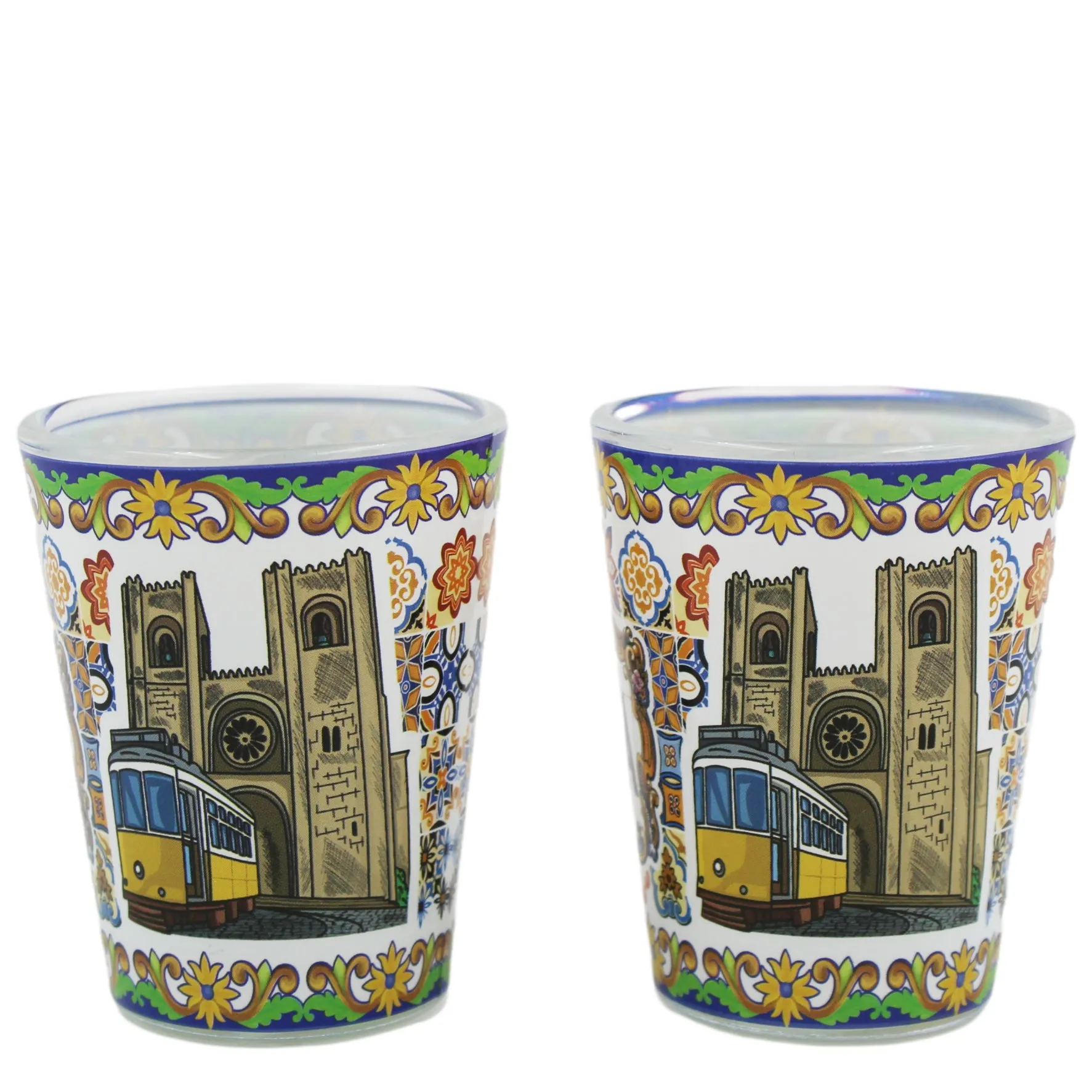 Lisbon Portugal Traditional Icons Shot Glasses, Set of 2