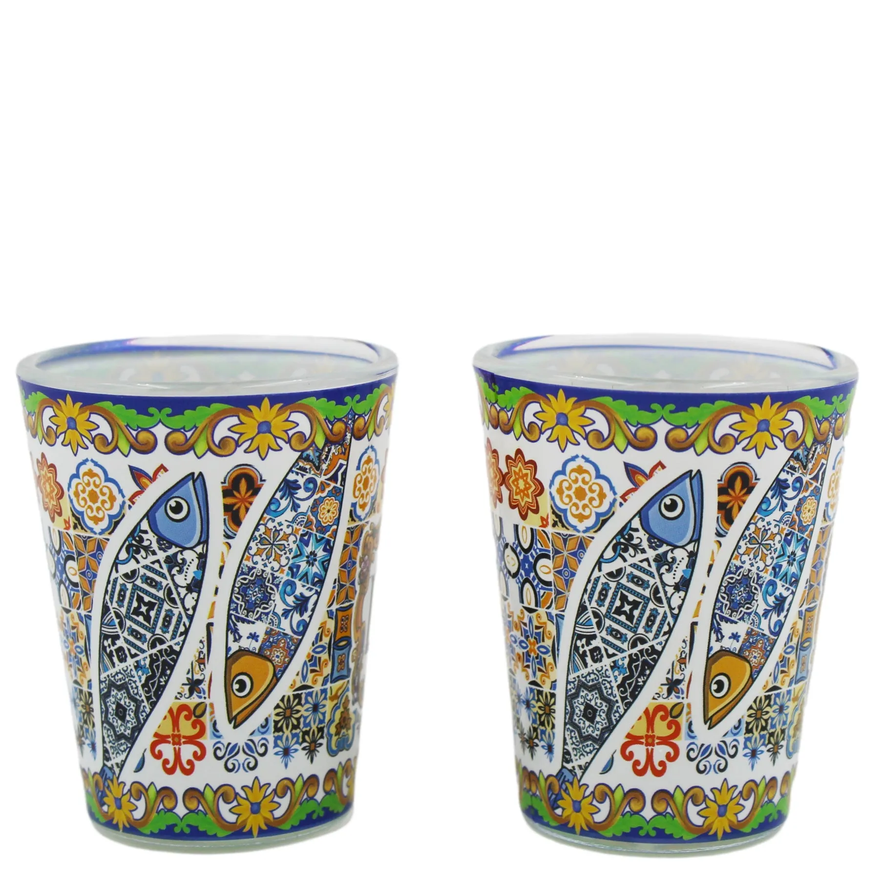 Lisbon Portugal Traditional Icons Shot Glasses, Set of 2