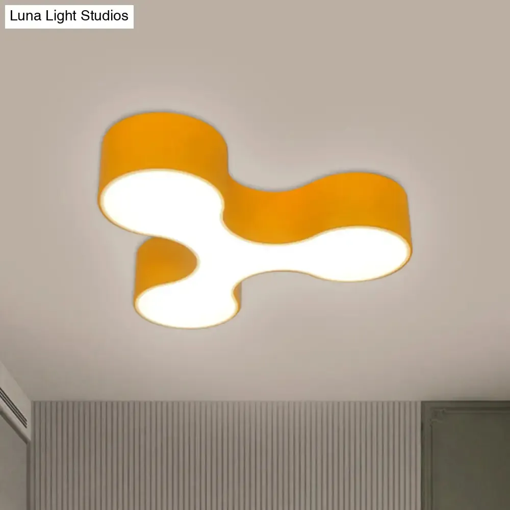 Macaroon Nursery LED Ceiling Light Fixture in White/Yellow/Blue with Acrylic Y-Shaped Shade