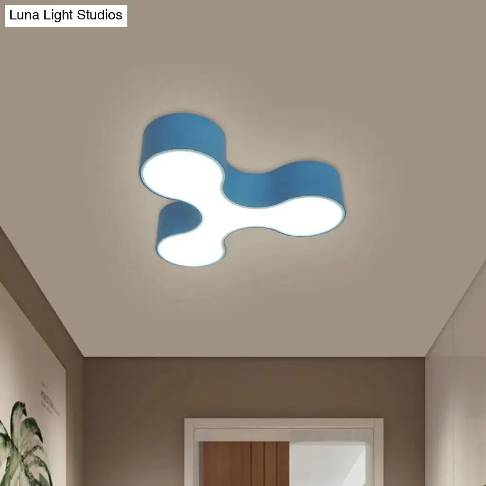 Macaroon Nursery LED Ceiling Light Fixture in White/Yellow/Blue with Acrylic Y-Shaped Shade