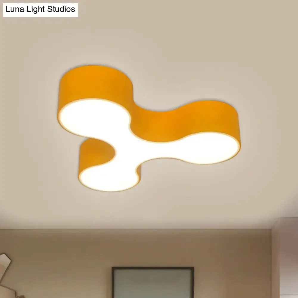 Macaroon Nursery LED Ceiling Light Fixture in White/Yellow/Blue with Acrylic Y-Shaped Shade