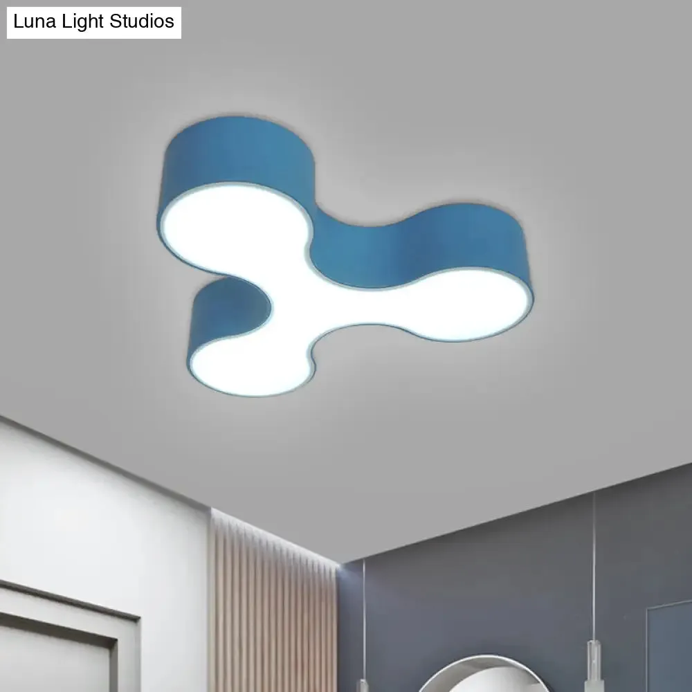 Macaroon Nursery LED Ceiling Light Fixture in White/Yellow/Blue with Acrylic Y-Shaped Shade