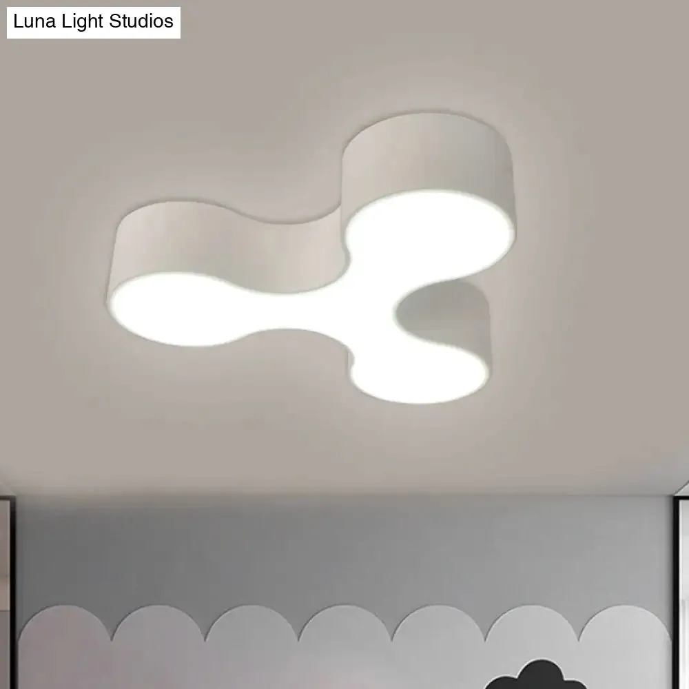 Macaroon Nursery LED Ceiling Light Fixture in White/Yellow/Blue with Acrylic Y-Shaped Shade