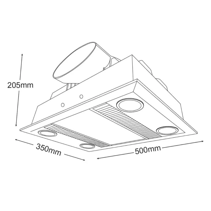 Martec Linear 3-in-1 Bathroom Heater with LED Light, Exhaust Fan and Heat Lamp - White