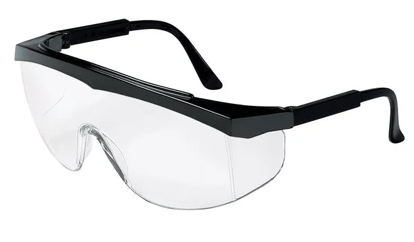 MCR Safety SS1 Black Frame, Clear Lens Uncoated