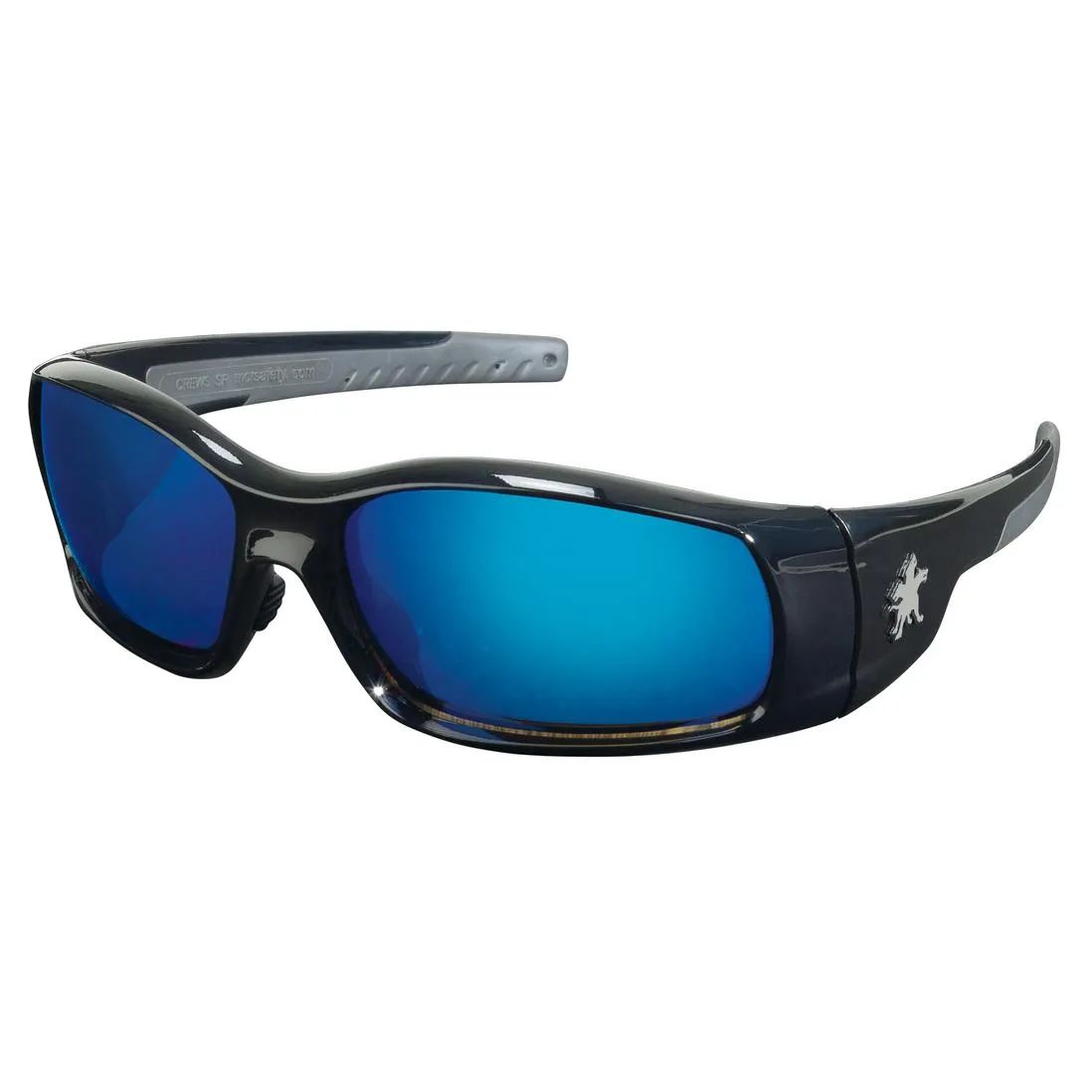 MCR Safety Swagger SR1 Safety Glasses - Black Frame - Blue Mirror Lens - SR118B