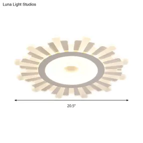 Modern White Acrylic Sun Shape Flush Light - Office Ceiling Mount