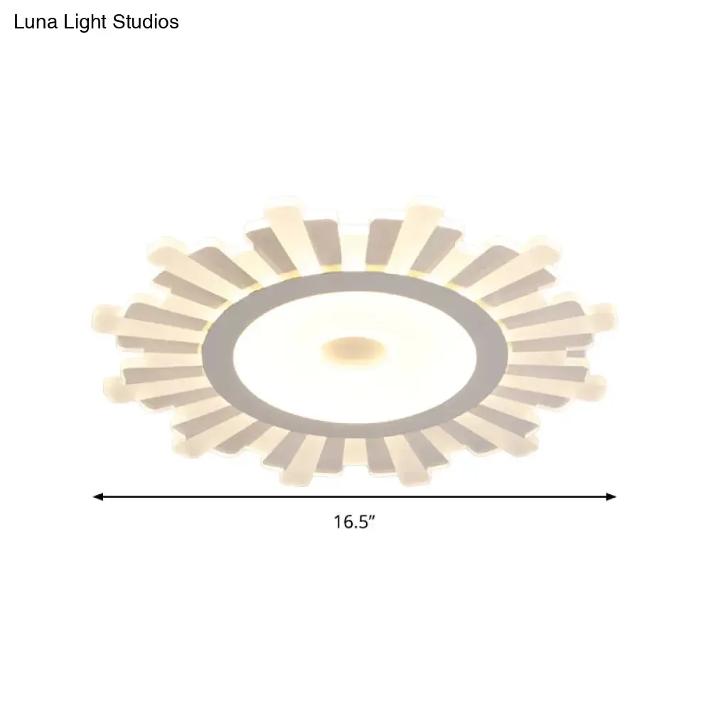 Modern White Acrylic Sun Shape Flush Light - Office Ceiling Mount