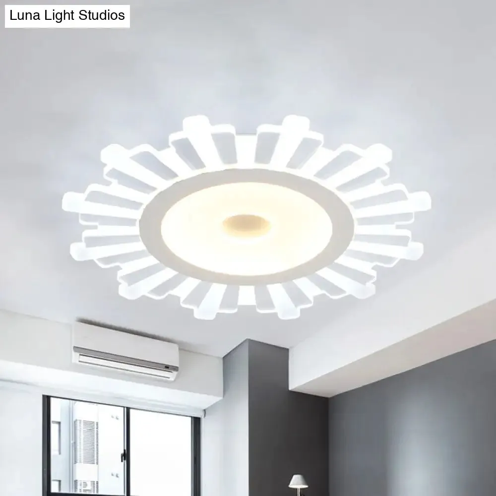 Modern White Acrylic Sun Shape Flush Light - Office Ceiling Mount