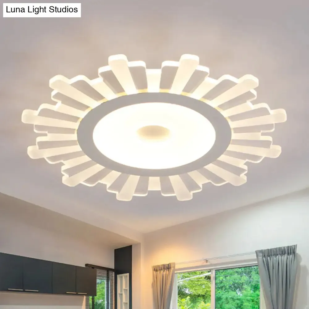 Modern White Acrylic Sun Shape Flush Light - Office Ceiling Mount