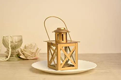 Mokari Gold Hanging Lantern | Tealight Holder | Diwali Decoration & Gifitng Items (Set of 2)