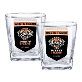 NRL Spirit Glass Set - West Tigers - 250ml Cup - Set Of Two