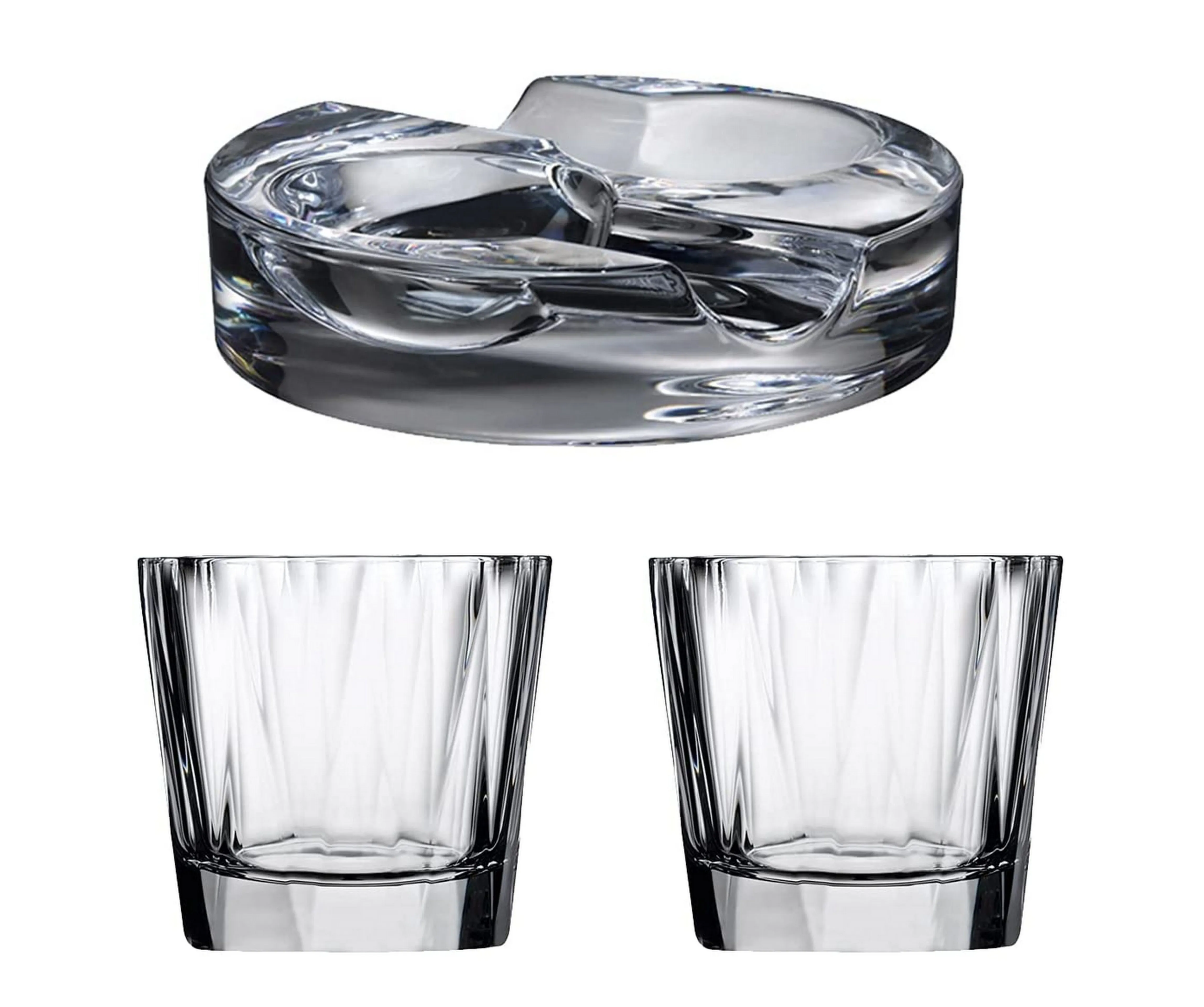 NUDE Glass Altruist & Hemingway - Set of Altruist Cigar Ashtray and 2 Hemingway Whiskey Glasses