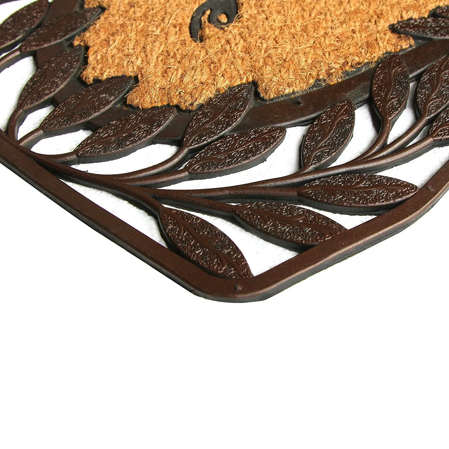 OnlyMat Leaf Design Border Rubber Coir Doormat