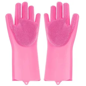 Original Magic Silicon Dish-washing Gloves with Brush Sponge Wash Scrubber