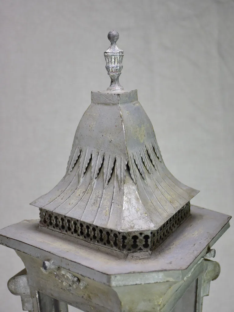 Pair of triangular zinc lanterns from the late 19th century 30¼"