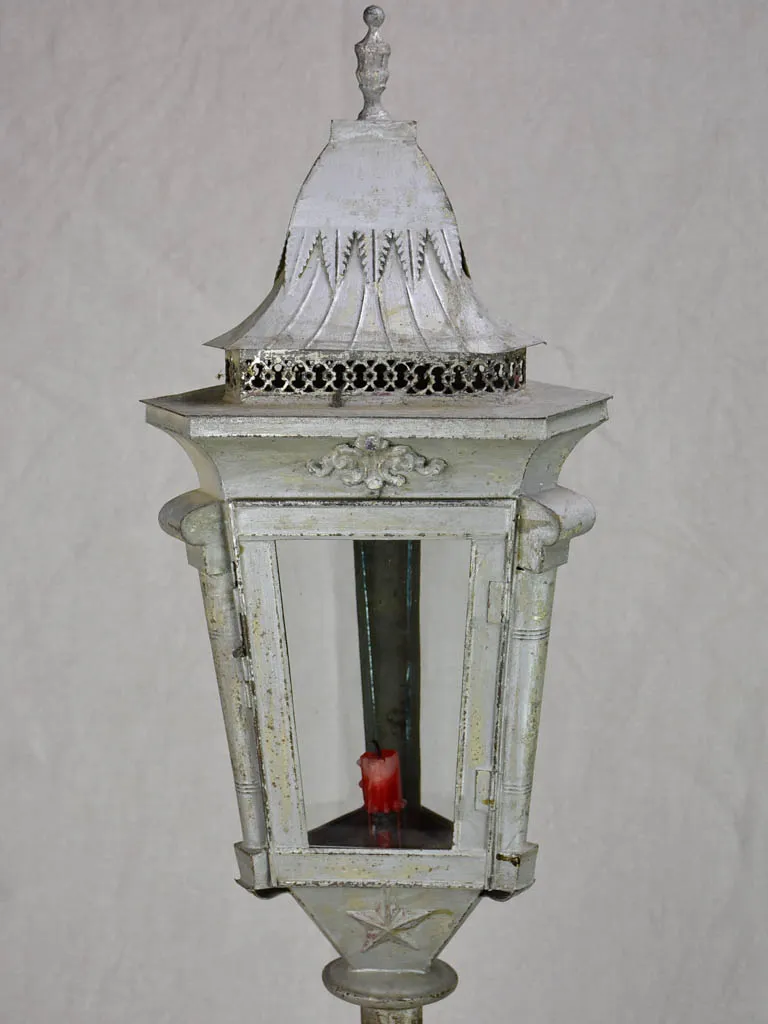 Pair of triangular zinc lanterns from the late 19th century 30¼"