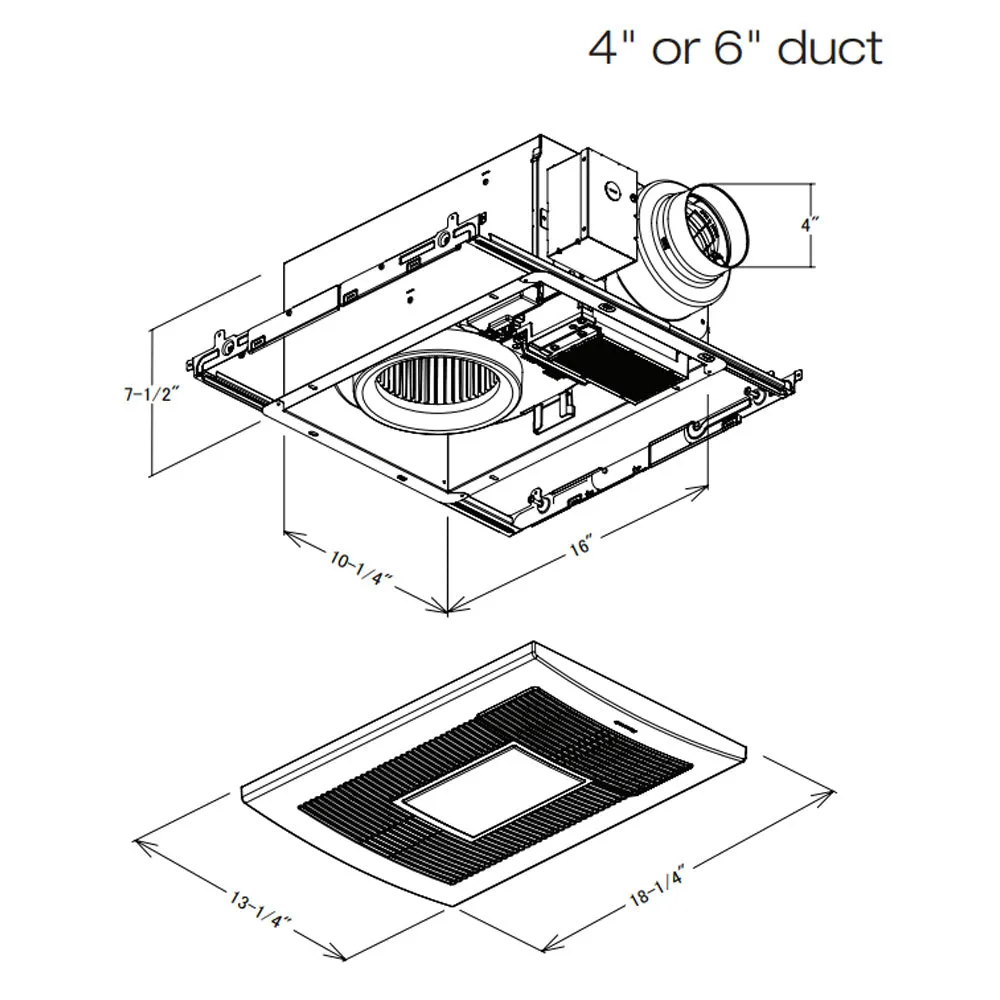 Panasonic WhisperWarm DC, Ceiling Exhaust Fan, Heater, LED Light, 50/80/110 CFM