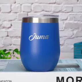 Personalised Blue Round Bottomed Coffee Tumbler