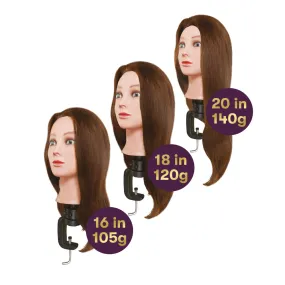 PRACTICE MANNEQUIN HEADS WITH CLAMP-100% HUMAN HAIR