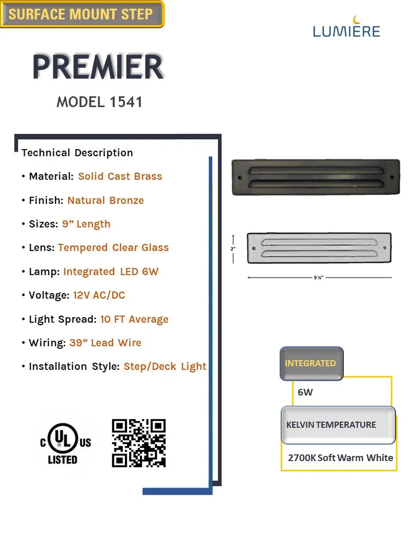 Premier Cast Brass Step & Deck Light Natural Bronze | Surface Flush Mount