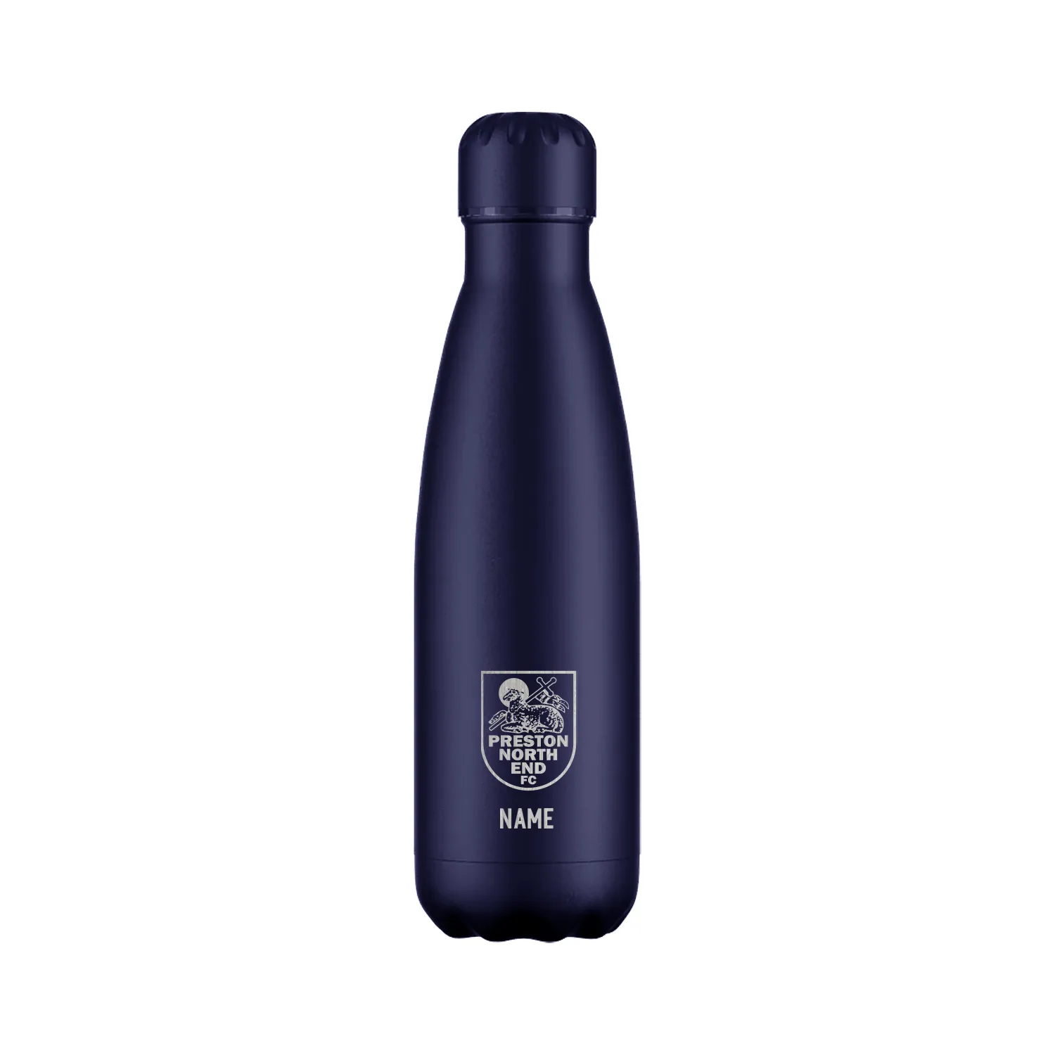 Preston North End Retro Crest Engraved Water Bottle - Navy