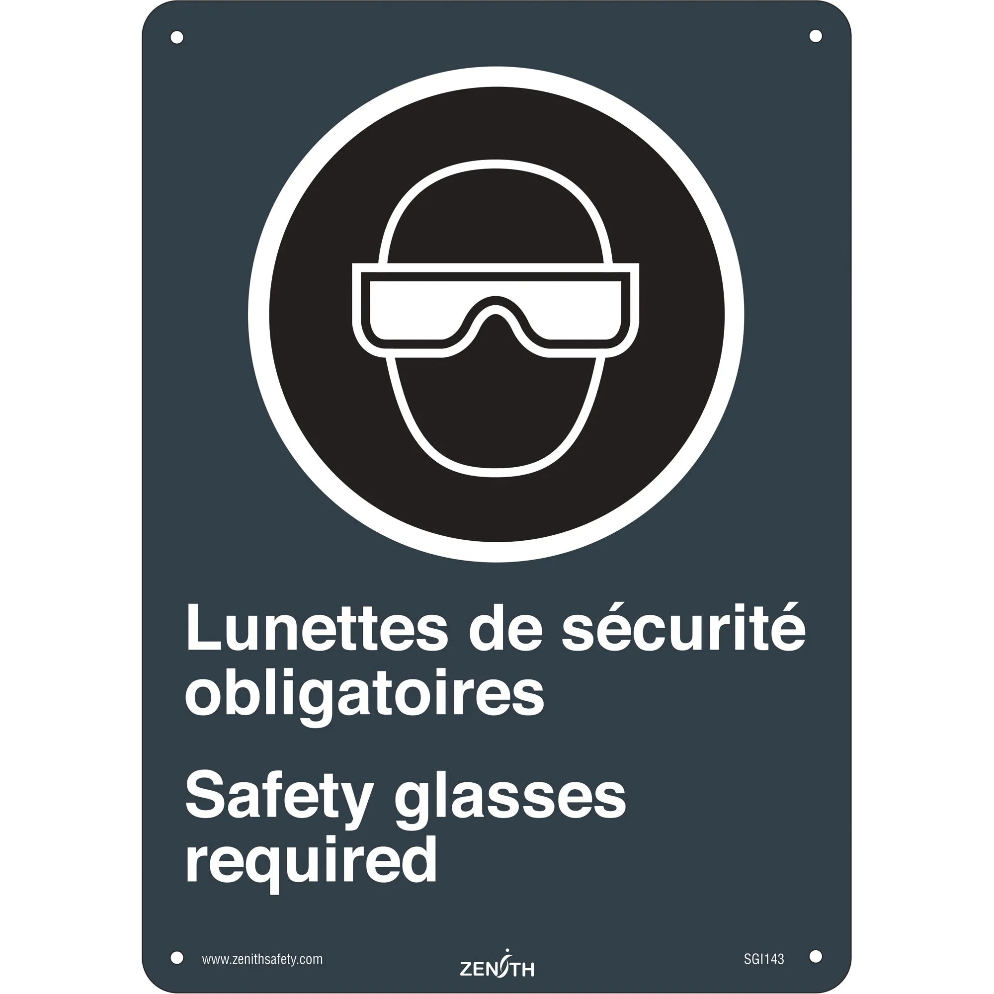 "Lunettes de Sécurité / Safety Glasses" CSA Safety Sign