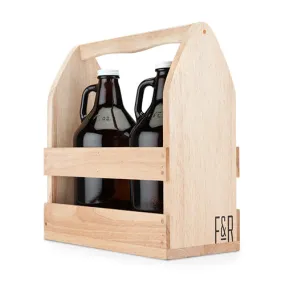 Rubber Wood Growler Caddy by Foster and Rye