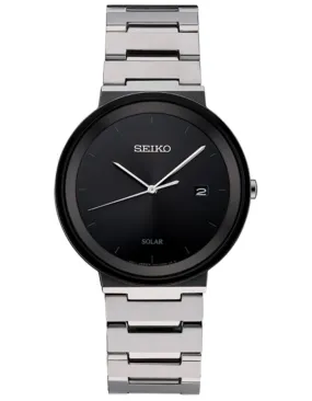 Seiko Mens Essentials Solar - Stainless Steel - Black Dial - Date Window