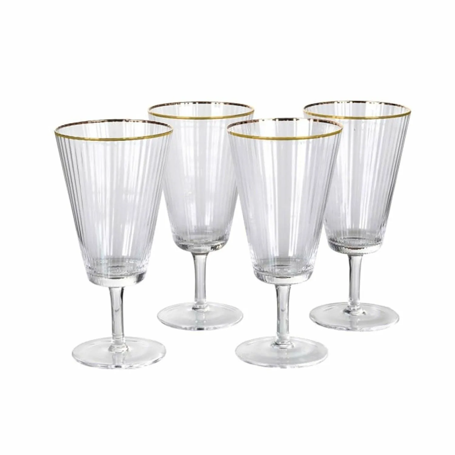 Set of 4 Gold Rim Red Wine Glasses