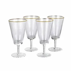 Set of 4 Gold Rim Red Wine Glasses