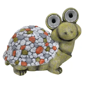 Silver & Stone Outdoor Solar Pebble Effect Turtle Ornament