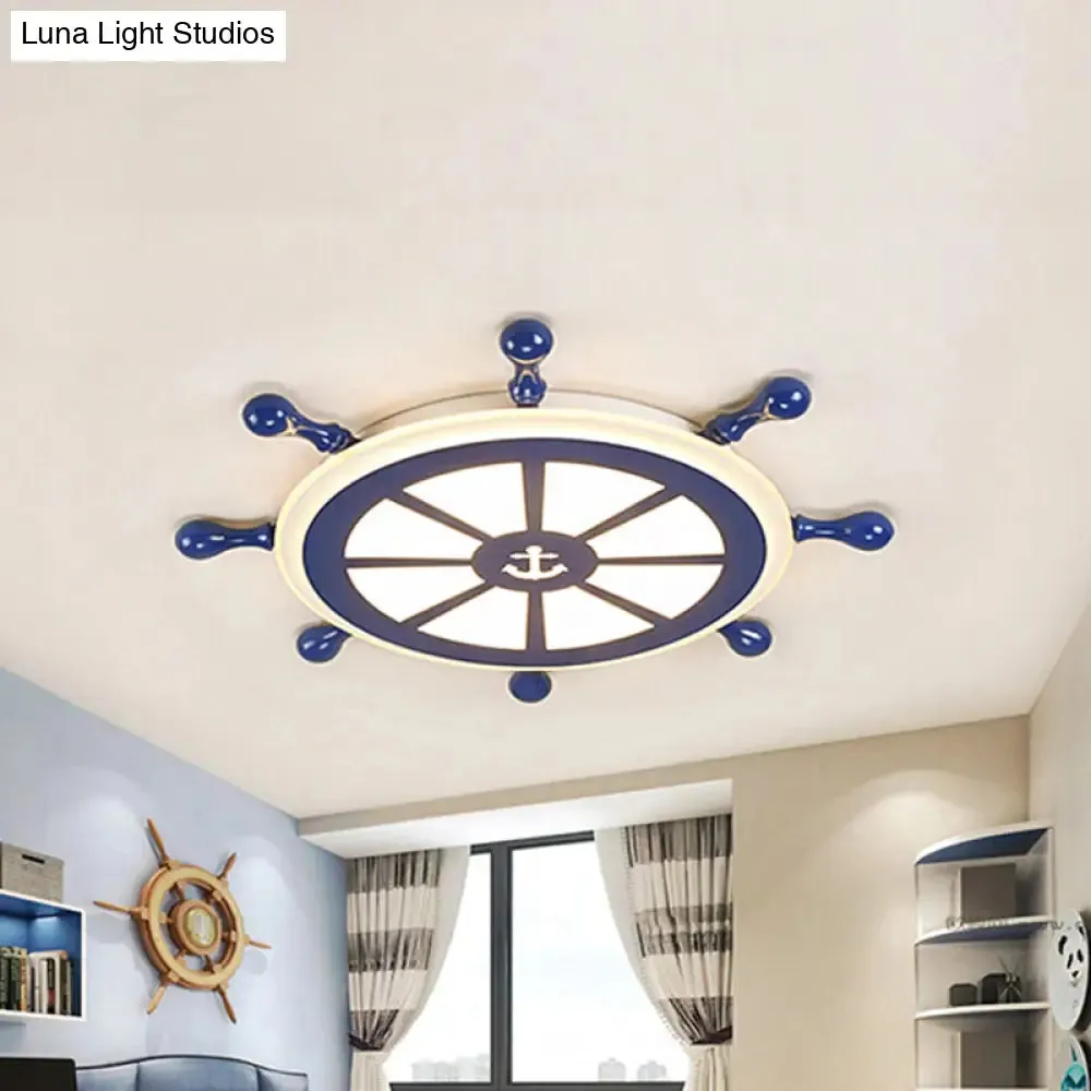 Simplicity Blue LED Bedroom Ceiling Light with Rudder Acrylic Shade