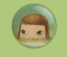 Small Button Yoshitomo Nara - (Green ) A Sinking Island Floating in a Sea Called Space-2