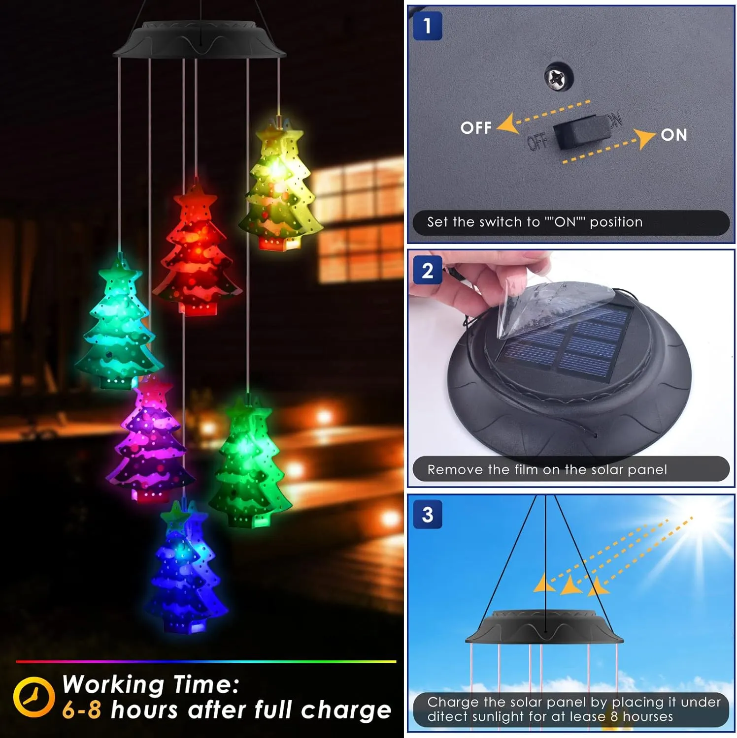 Solar Christmas Tree Christmas Decoration 6 LED #6973