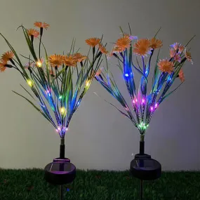 Solar Modern Color Flower Shaped LED Grounding Plug Outdoor Light